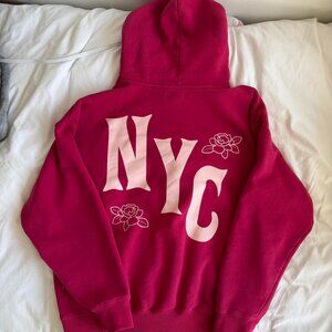 PacSun Women's Pink and Burgundy Hoodie